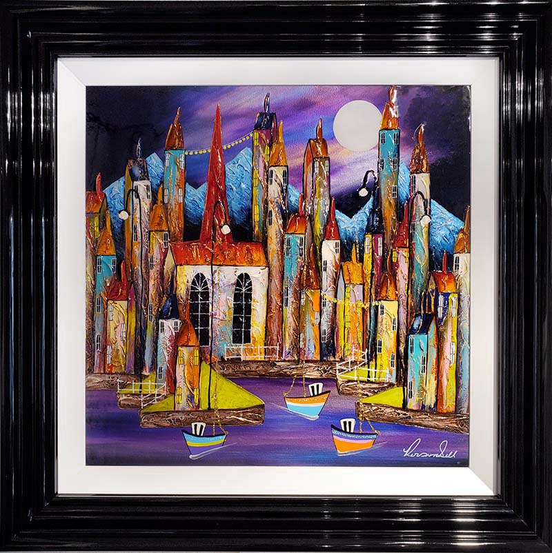 Rozanne_Bell_ID17_Moonlit_harbour_framed_original