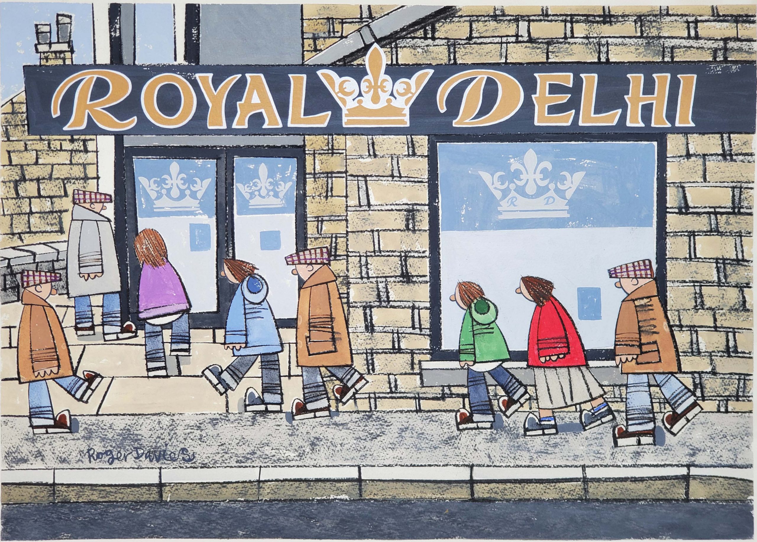 Roger_Davies_Framed_Original_Early_Birds_at_the_Royal_Delhi_in_Brighouse_at_Tea_Time_RD188 Roger_Davies_Framed_Original_Early_Birds_at_the_Royal_Delhi_in_Brighouse_at_Tea_Time_RD188