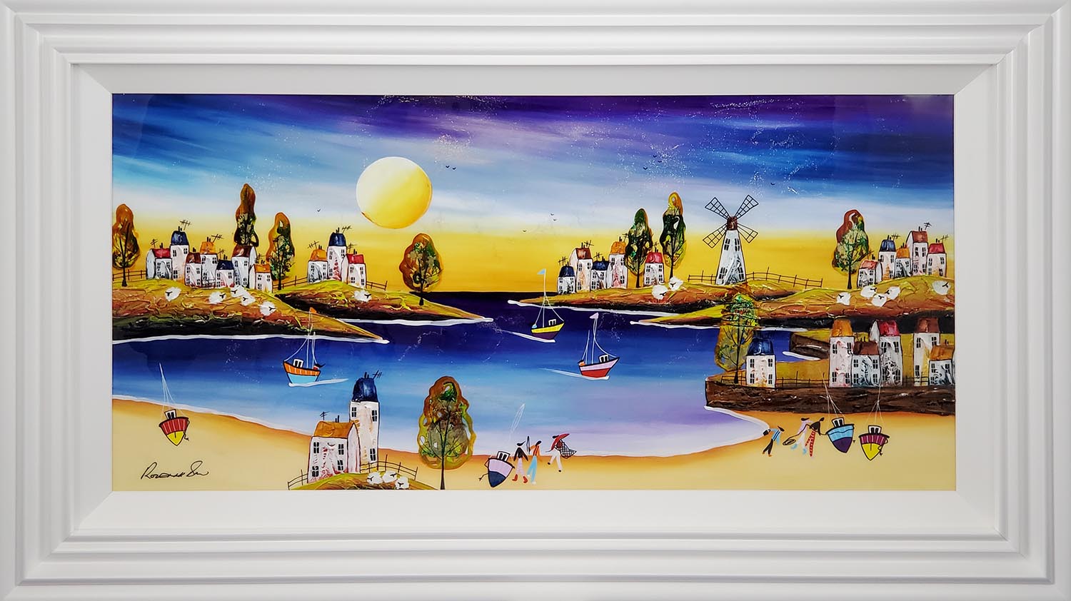 Rozanne Bell framed original Day at the Seaside ID392 Rozanne Bell original Day at the Seaside ID392