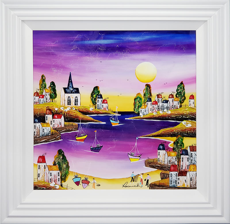 Rozanne Bell framed original Sunset Over The Bay ID394 Rozanne Bell original Sunset Over The Bay ID394