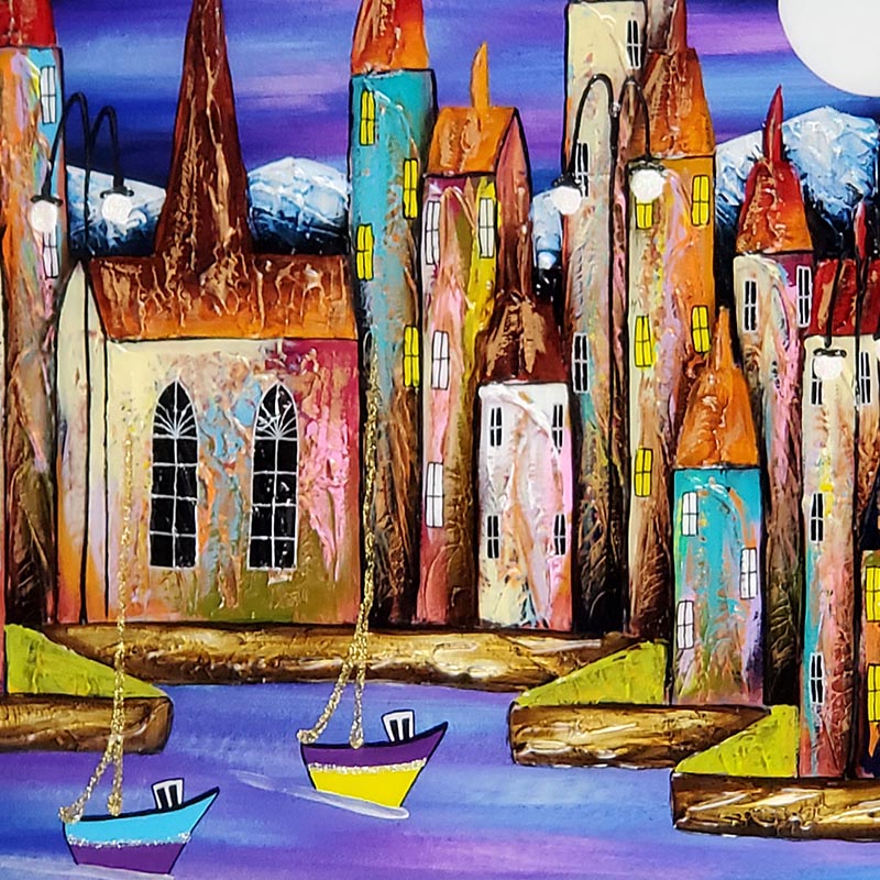Rozanne Bell original Night Harbour Out Fishing detail id393