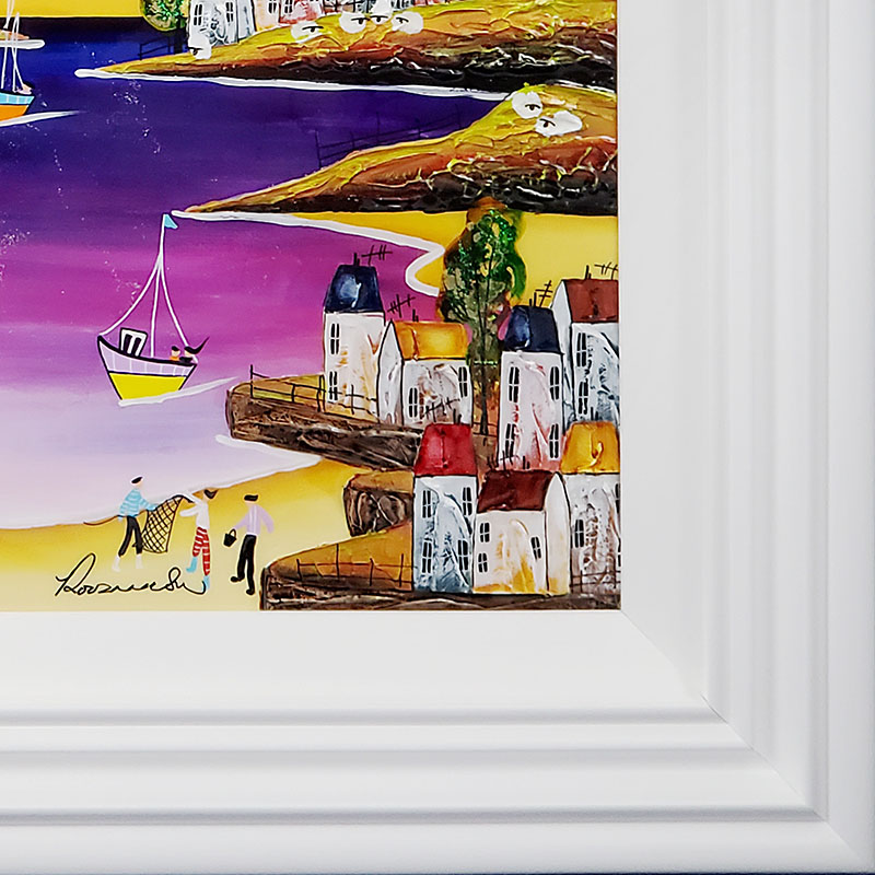 Rozanne Bell original Sunset Over The Bay frame detail ID394